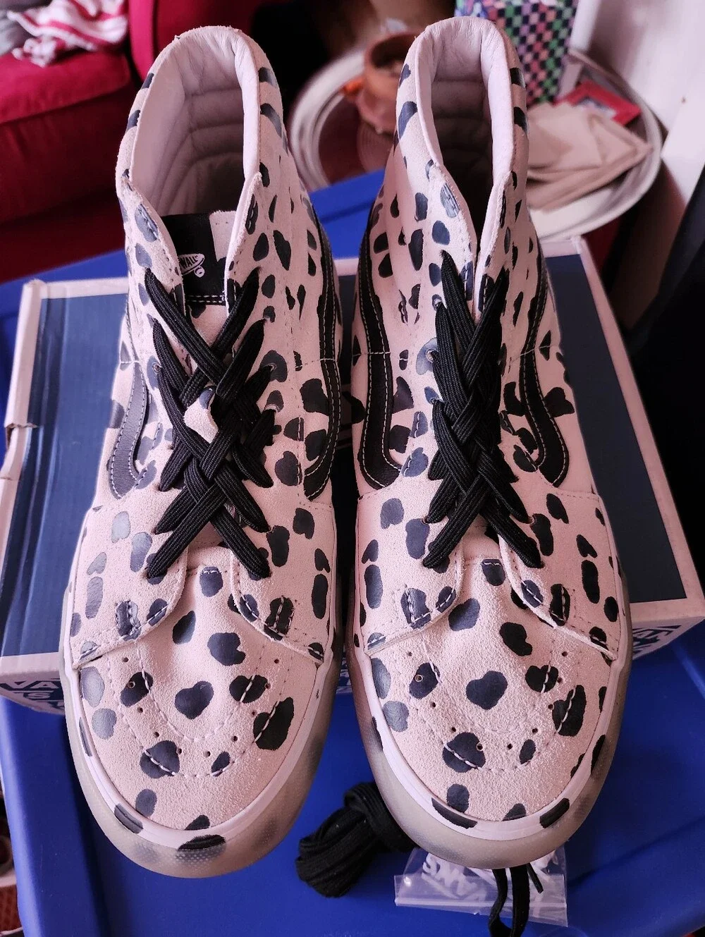 Vans Men's High-Top Dalmatian Spot Sneakers - White & Black